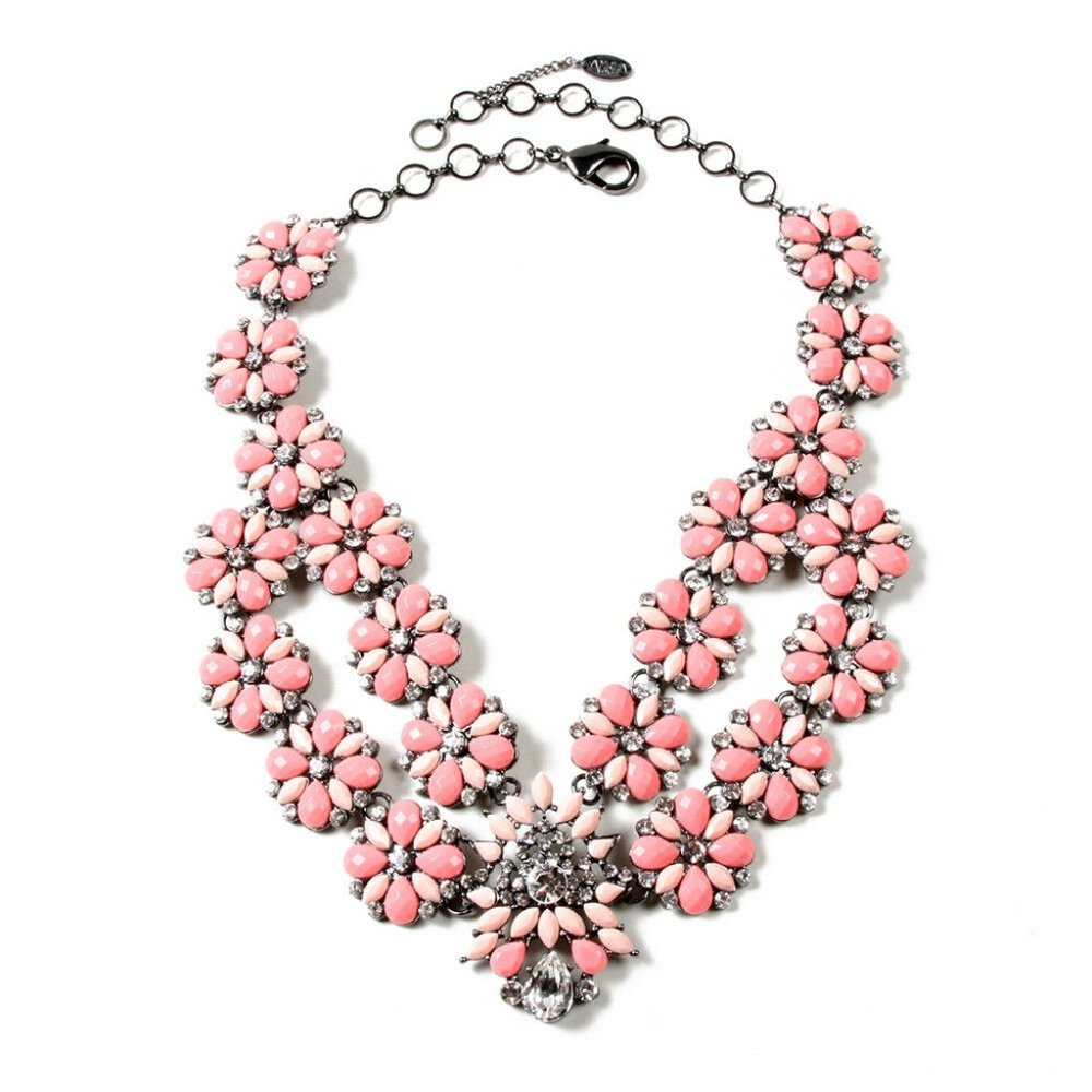 Amrita Singh "Stately" Light Coral & Peach Crystal & Resin Necklace
